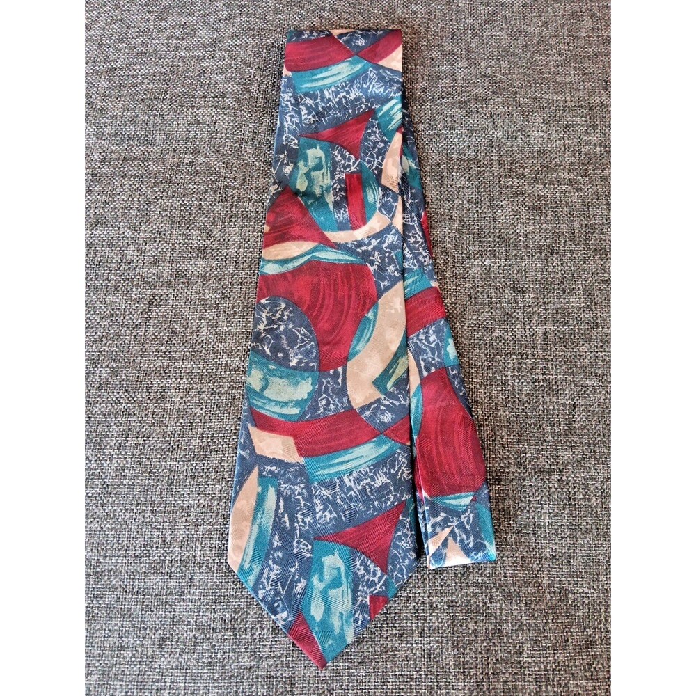Cavalieri Tie 70s 80s 90s Y2K Mens Red Blue Beige 3.75 Wide 57 Long